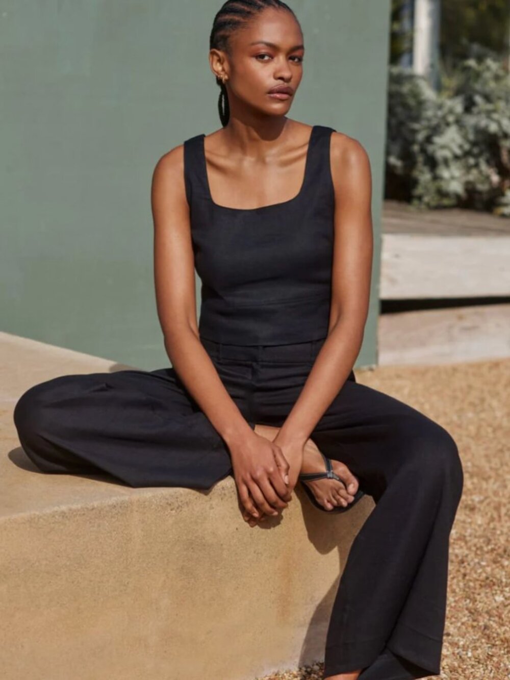 Everlane The Square Tank in Stretch Linen